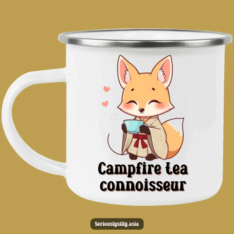Funny Fox Camping Mug: Durable Smiling Cartoon in Kimono for Elegant Outdoors