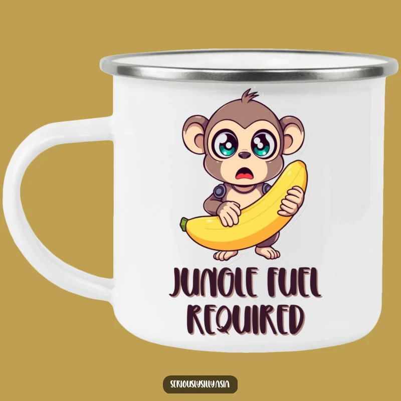 Funny Monkey Bot Camping Mug: Surprise Your Adventures with a Banana