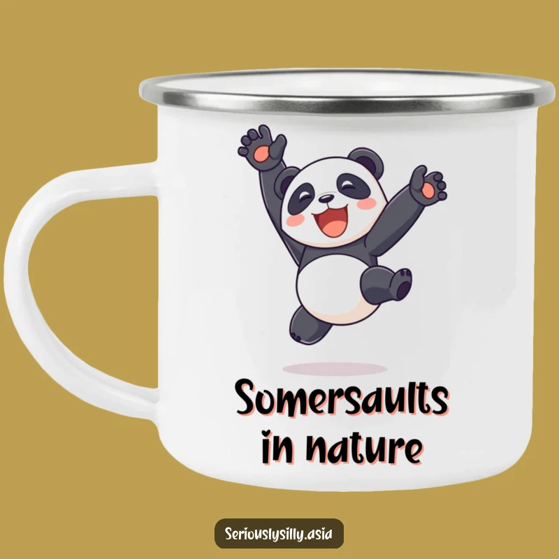 Funny Panda Bot Somersault Camping Mug: Fuel Your Adventures with Fun