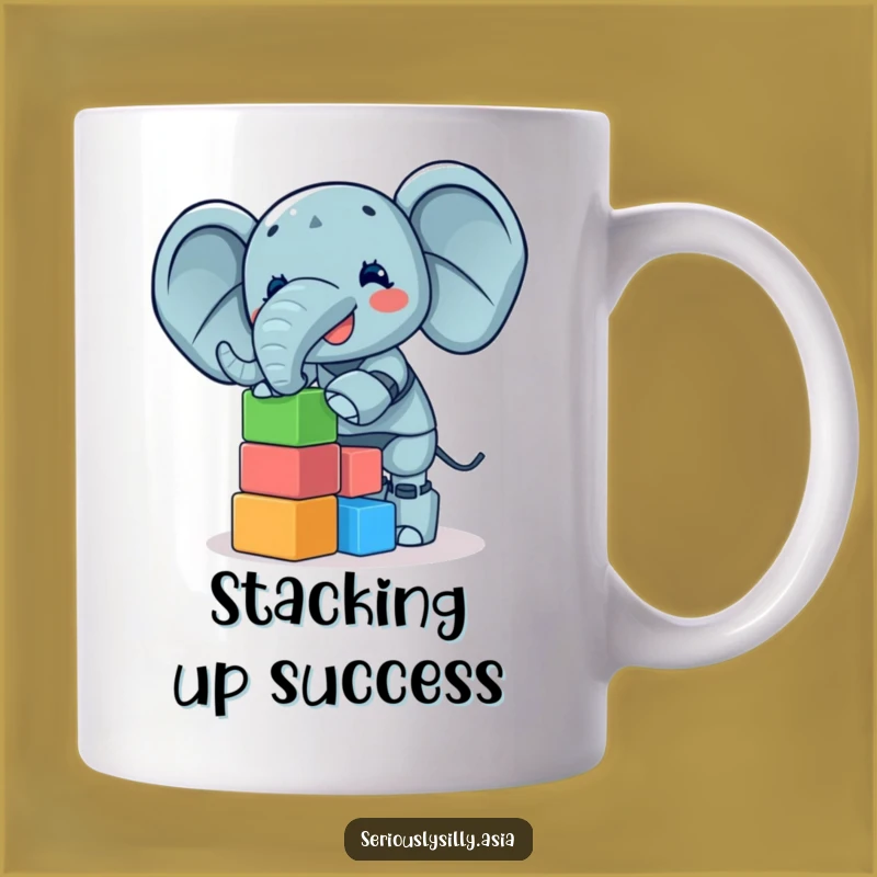 Funny Elephant Bot Mug: Giggling Over Colorful Blocks Gift Idea
