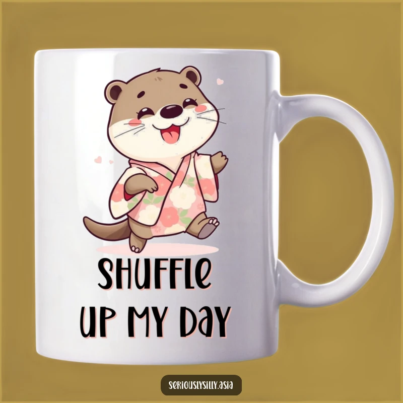 Funny Otter Mug: Playful Cartoon in Floral Kimono, Perfect Joyful Gift