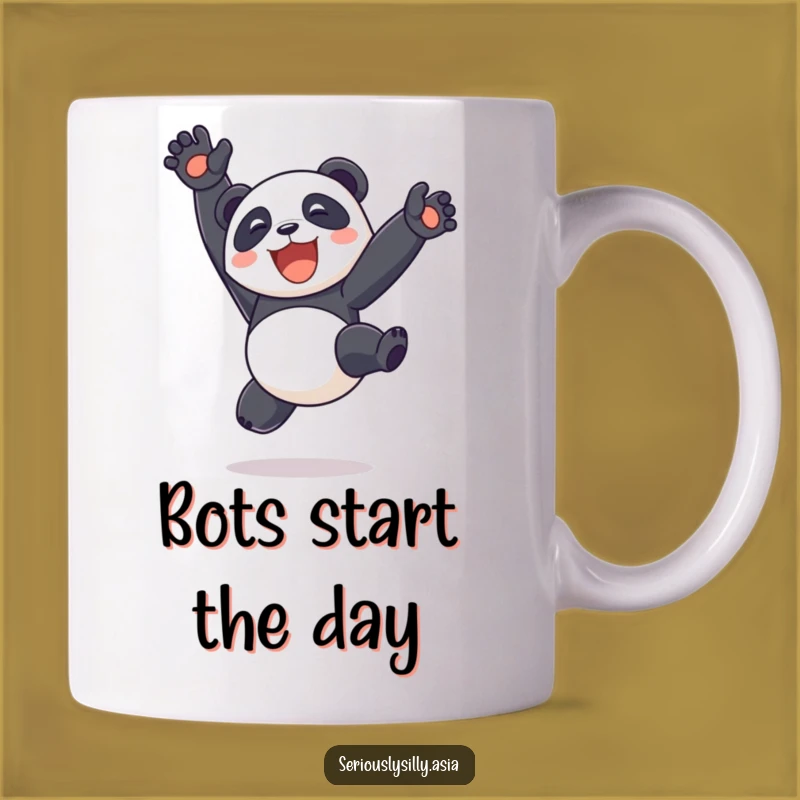 Funny Panda Bot Somersault Mug: A Hilarious Gift for Tech & Animal Lovers