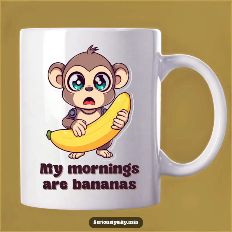 Funny Surprised Monkey Bot Mug - Wobbly Banana Gift for Tech Lovers