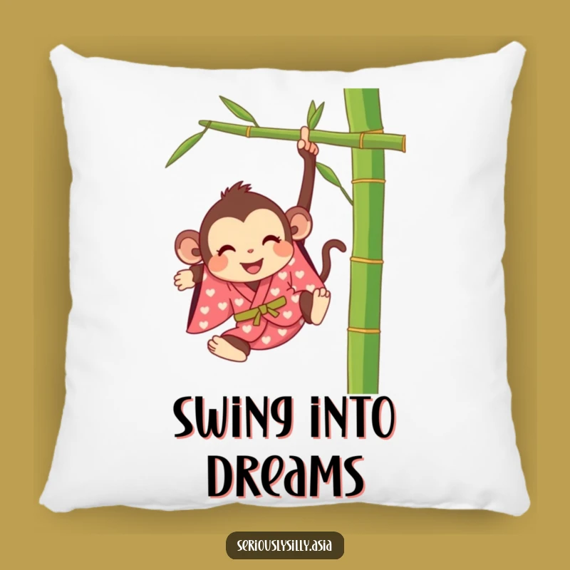 Funny Monkey Pillow: Happy Cartoon in Kimono for Comfy, Playful Decor