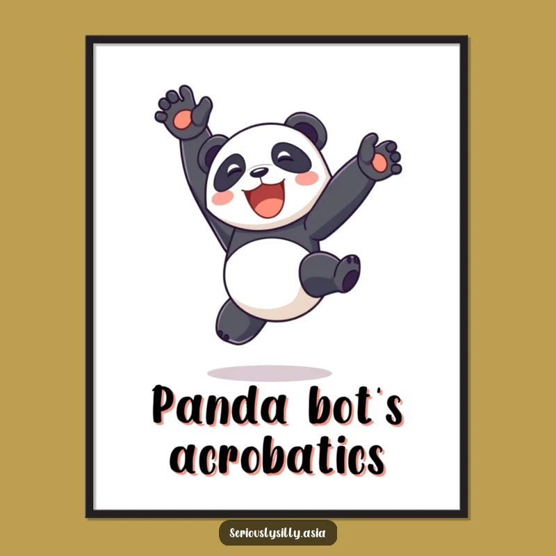 Funny Panda Bot Somersault Digital Art: Instant Joy for Your Walls