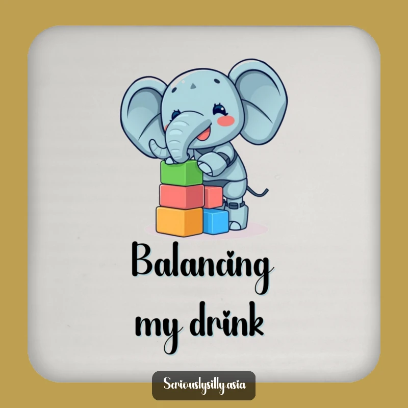 Funny Elephant Bot Coaster: Protect Surfaces with Block Humor