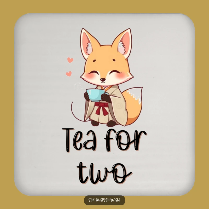 Funny Fox Drink Coaster: Smiling Cartoon in Kimono for Elegant Surface Protection