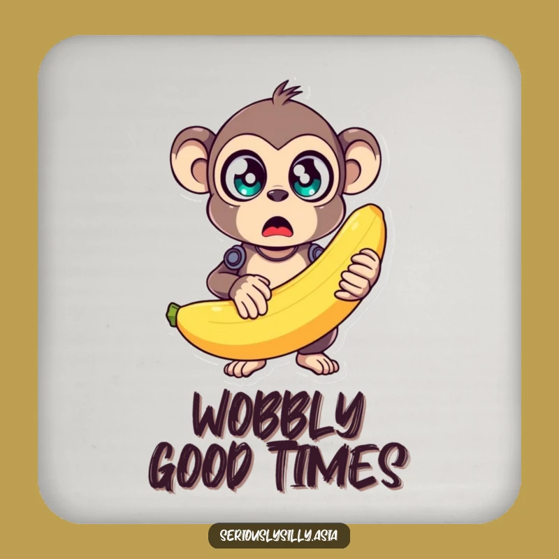 Funny Monkey Bot Coaster: Protect Surfaces with Banana Bot Humor