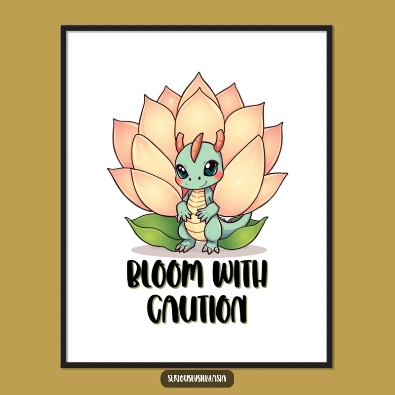 Funny Dragon Bot Poster: Mischievous Peek from Lotus Art