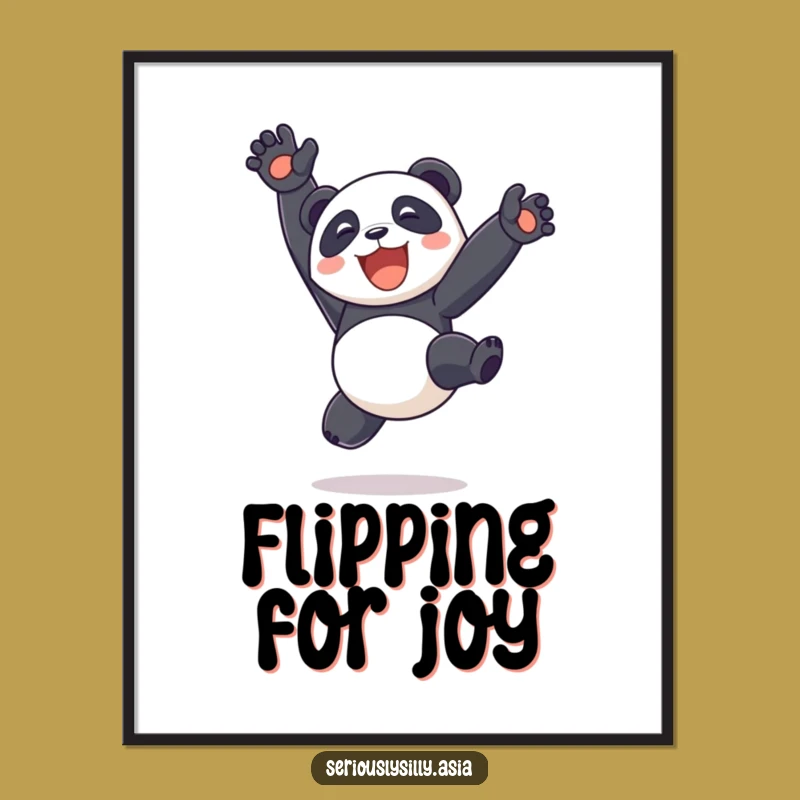 Funny Panda Bot Somersault Poster: Vibrant Art for a Playful Space