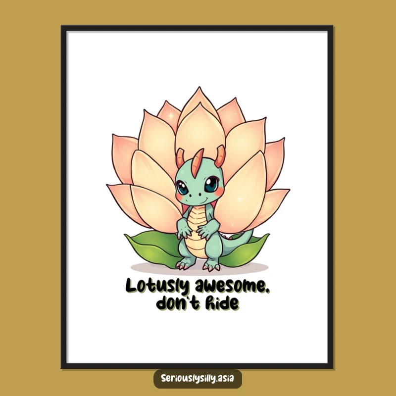 Free Printable Dragon Bot Wall Art: Mischevious Lotus Peek Downloadable Decor