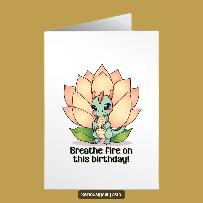 Free Printable Dragon Bot Birthday Card: Lotus Peek Surprise Downloadable Greeting