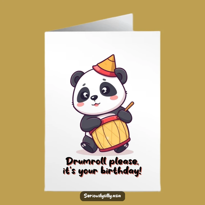Free Printable Panda Drummer Birthday Card - Funny Downloadable Gift for Kids