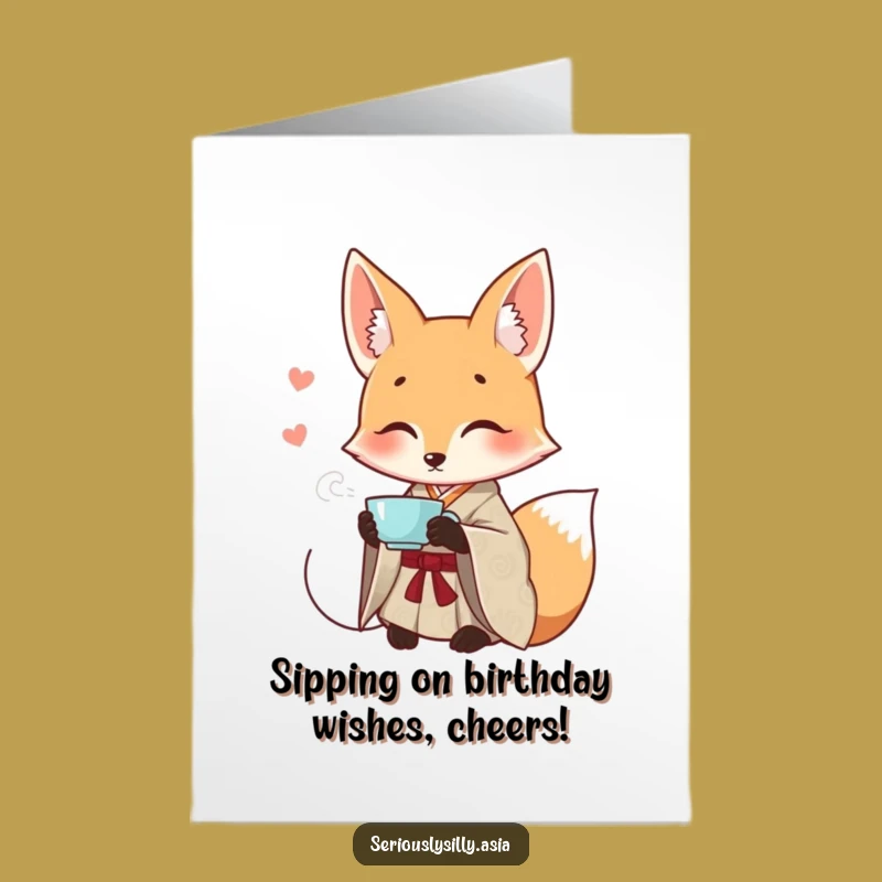 Free Printable Fox Tea Party Birthday Card - Elegant Funny Downloadable Gift