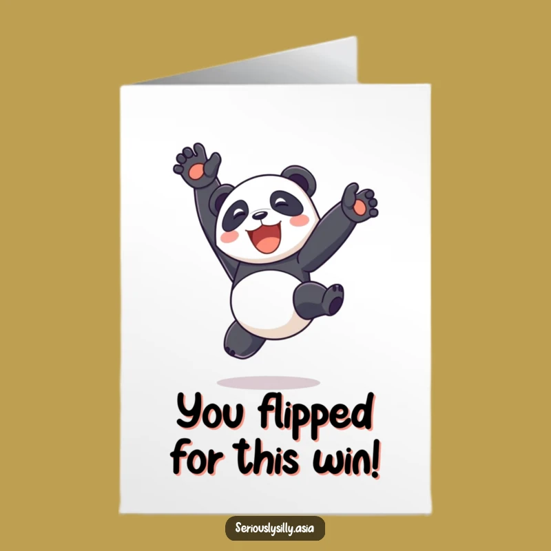 Free Printable Congrats Card: Happy Panda Bot Somersault - Energetic Downloadable Gift