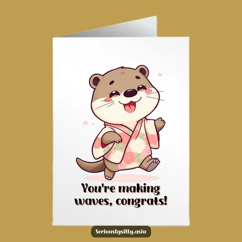 Free Printable Otter Shuffle Congrats Card - Lively Funny Downloadable Gift
