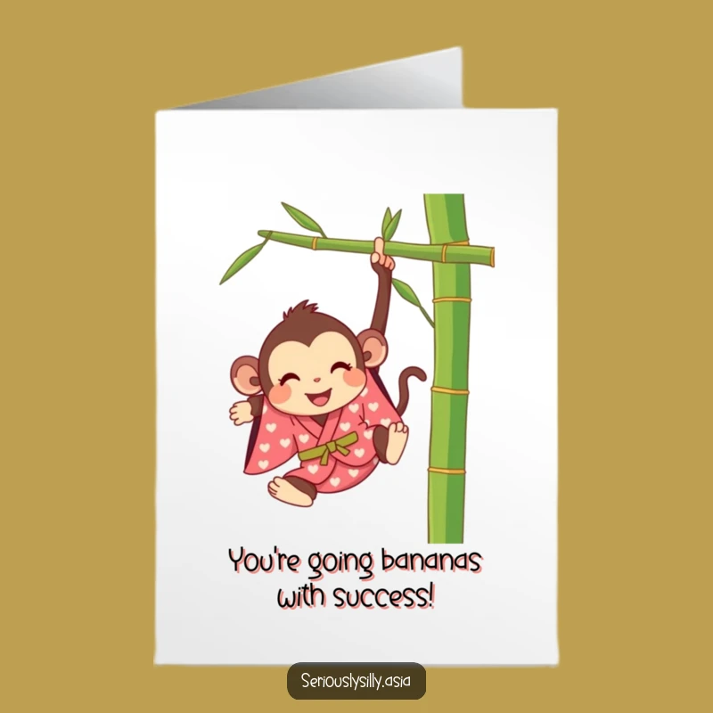 Free Printable Monkey Congrats Card - Hilarious Swinging Monkey Downloadable Gift