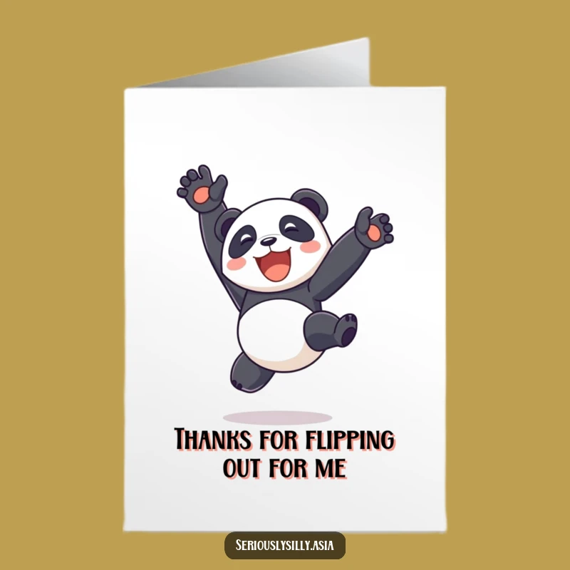 Free Printable Thank You Card: Happy Panda Bot Somersault - Cheerful Downloadable Gift