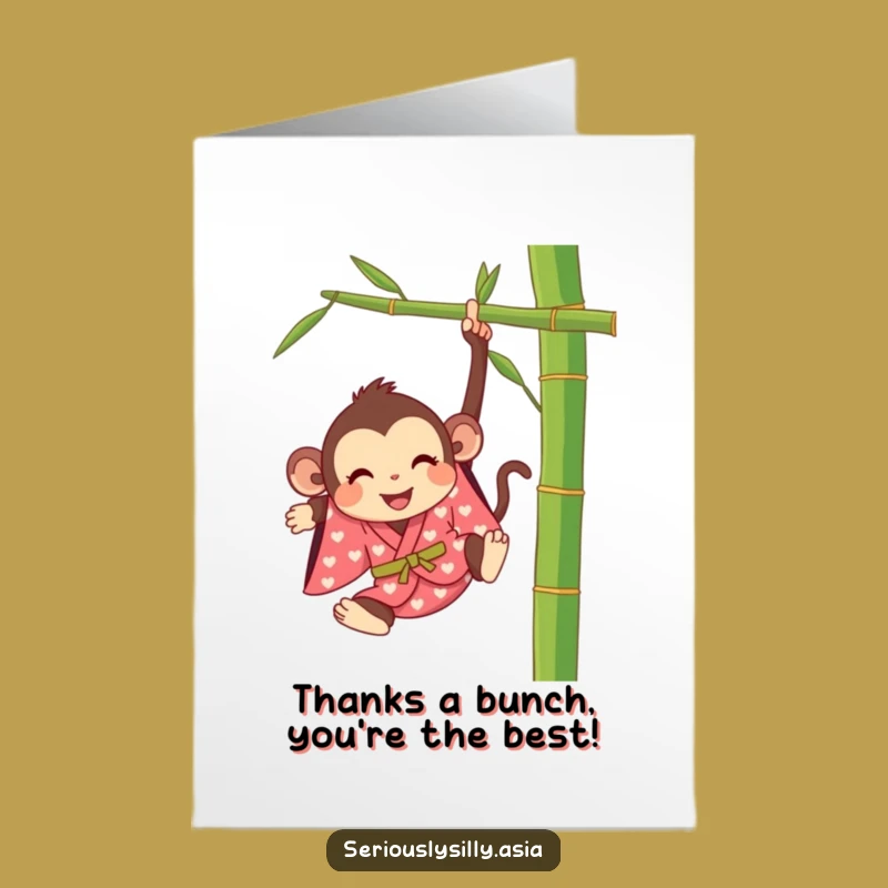 Free Printable Monkey Thank You Card - Fun Swinging Monkey Downloadable Gift