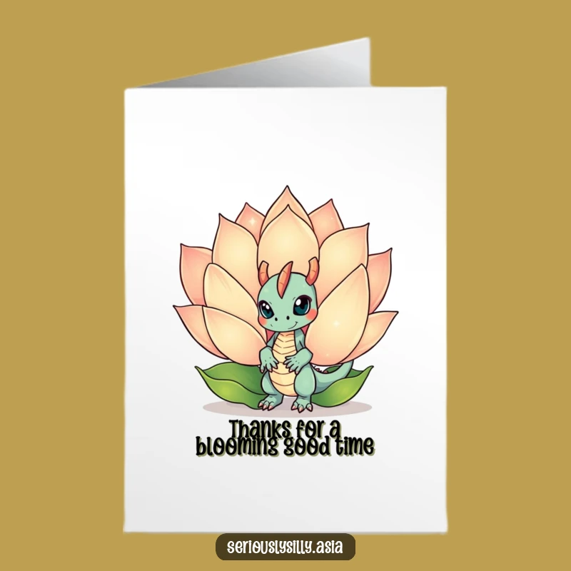 Free Printable Dragon Bot Thank You Card: Lotus Peek Gratitude Downloadable Greeting