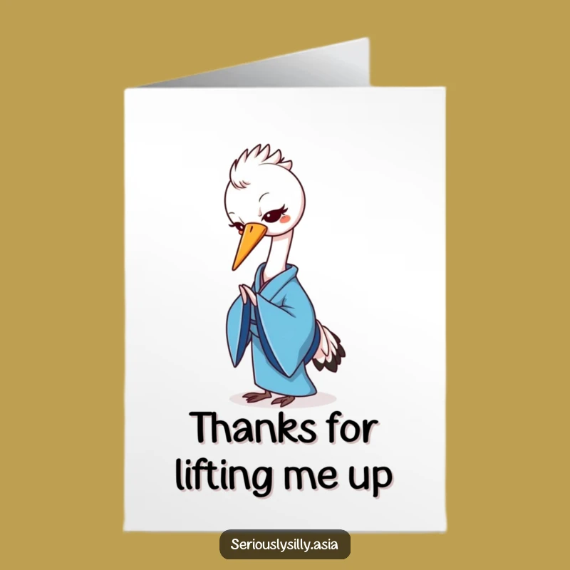 Free Printable Crane Bow Thank You Card - Gracious Funny Downloadable Gift