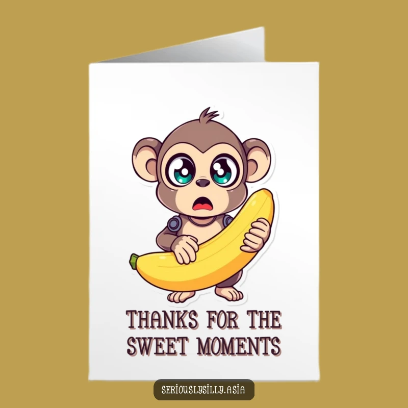 Free Printable Monkey Bot Thank You Card: Wobbly Banana Gratitude Downloadable Greeting