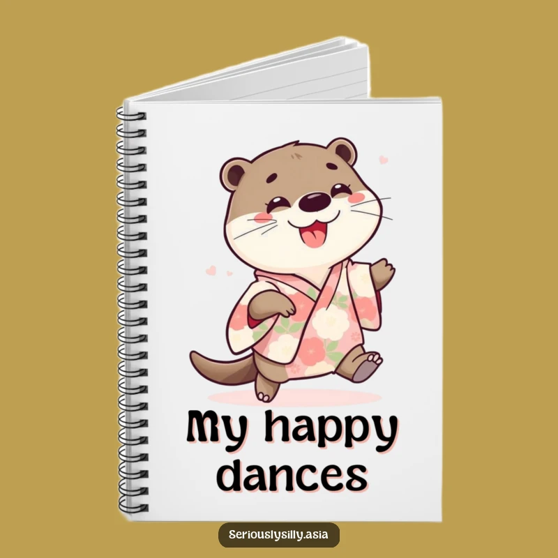 Funny Otter Notebook: Playful Cartoon in Floral Kimono for Joyful Notes