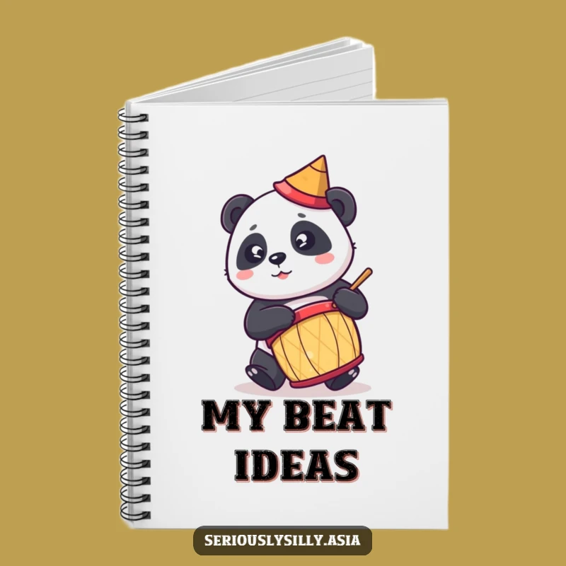 Funny Panda Notebook: Cute Cartoon Drummer in Conical Hat for Jotting Ideas
