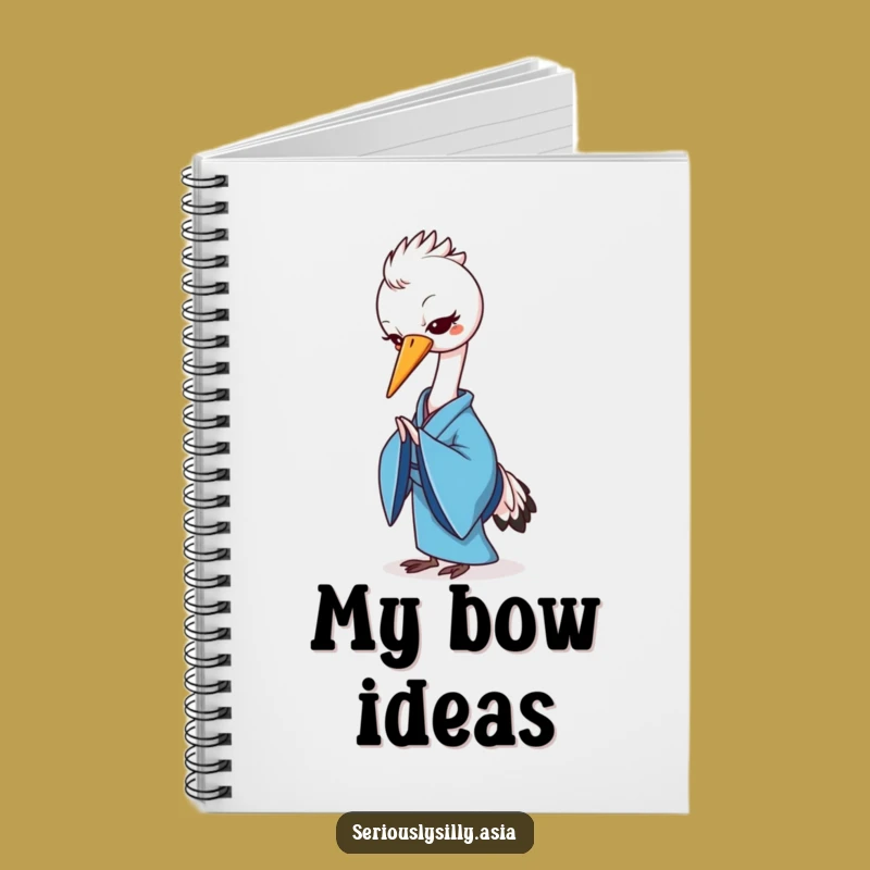 Funny Crane Notebook: Cheerful Cartoon in Blue Kimono for Elegant Notes