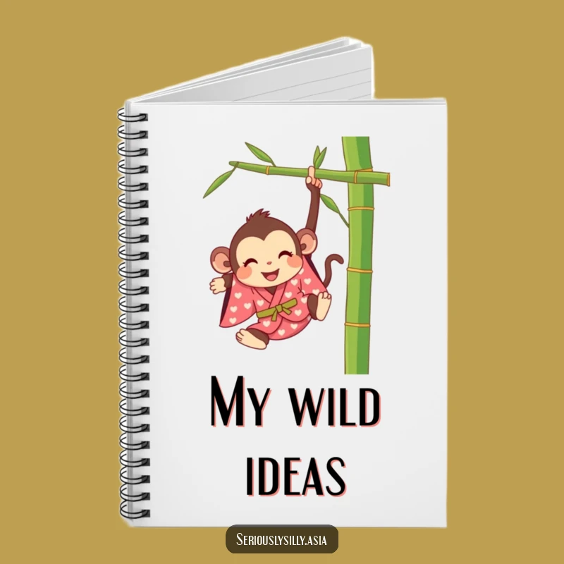 Funny Monkey Notebook: Happy Cartoon in Kimono for Jotting Notes