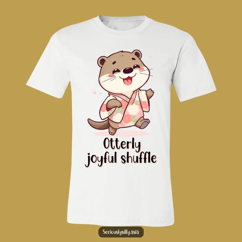 Funny Otter T-Shirt: Playful Cartoon in Floral Kimono, Ideal Humorous Gift
