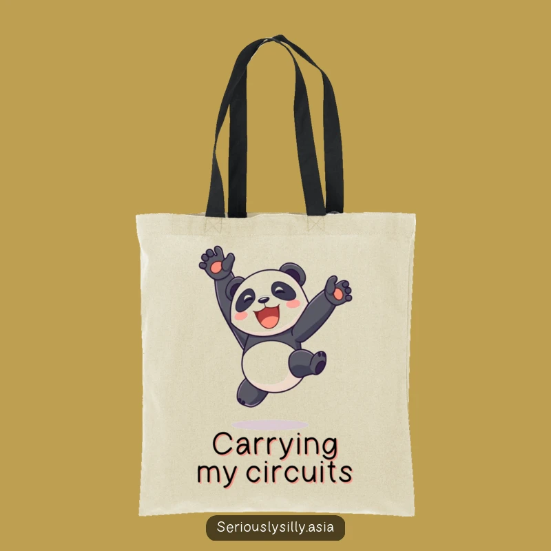 Funny Panda Bot Somersault Tote Bag: Carry Your Fun Around Town