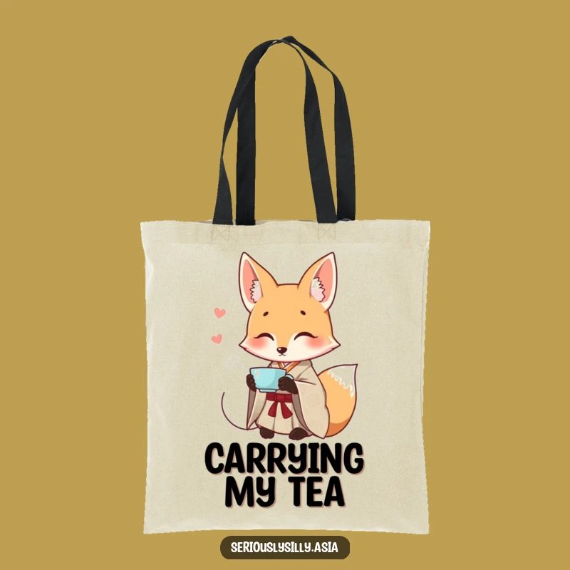 Funny Fox Tote Bag: Smiling Cartoon in Kimono for Chic Errands