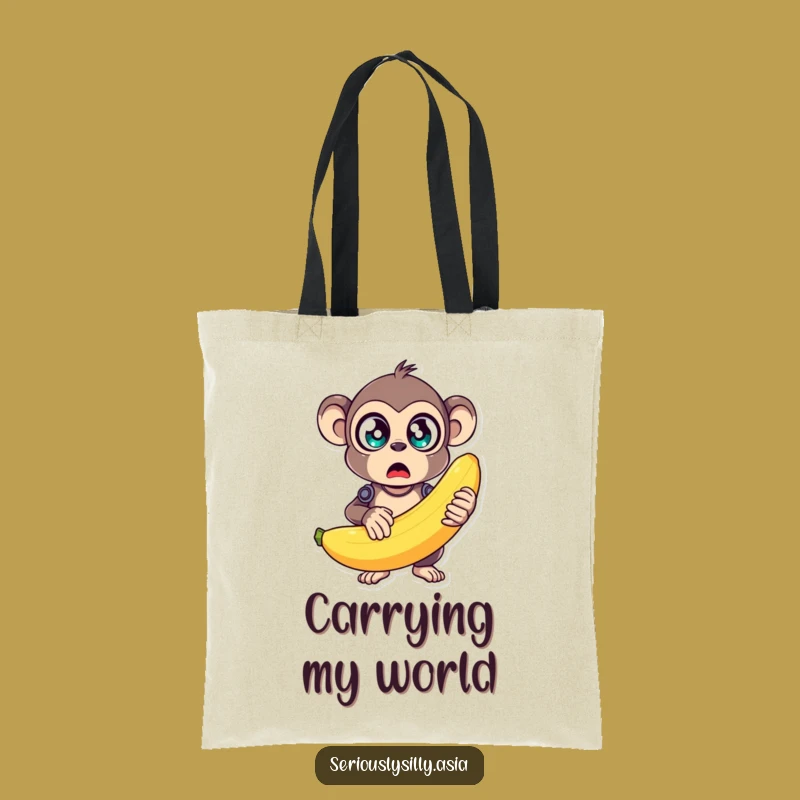 Funny Monkey Bot Tote Bag - Carry Your Laughs with a Banana Bot
