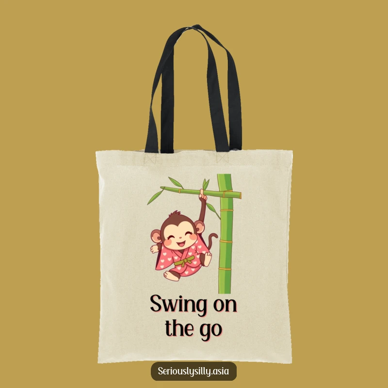 Funny Monkey Tote Bag: Happy Cartoon in Kimono for Adventurous Shopping